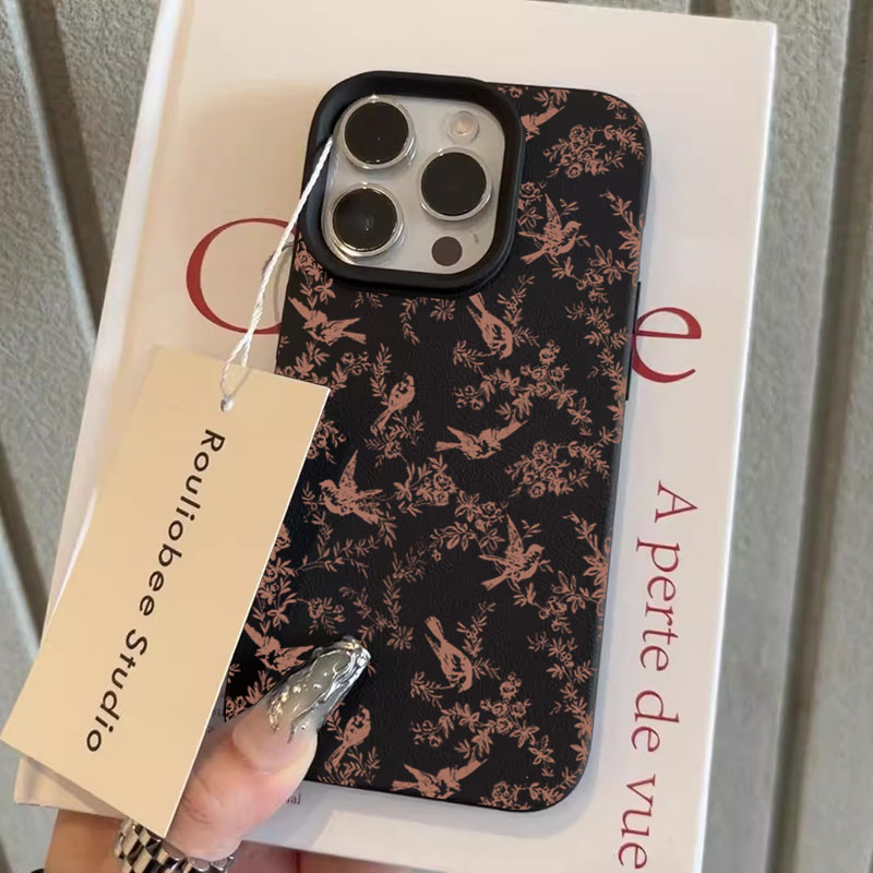 Apple Iphone 15 Pro Max - Pink Small Flowers Lichee Pattern Silicone