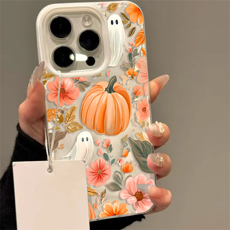 Apple Iphone 15 Pro Max - Autumn Fall Cute Ghost Pumpkin Flower