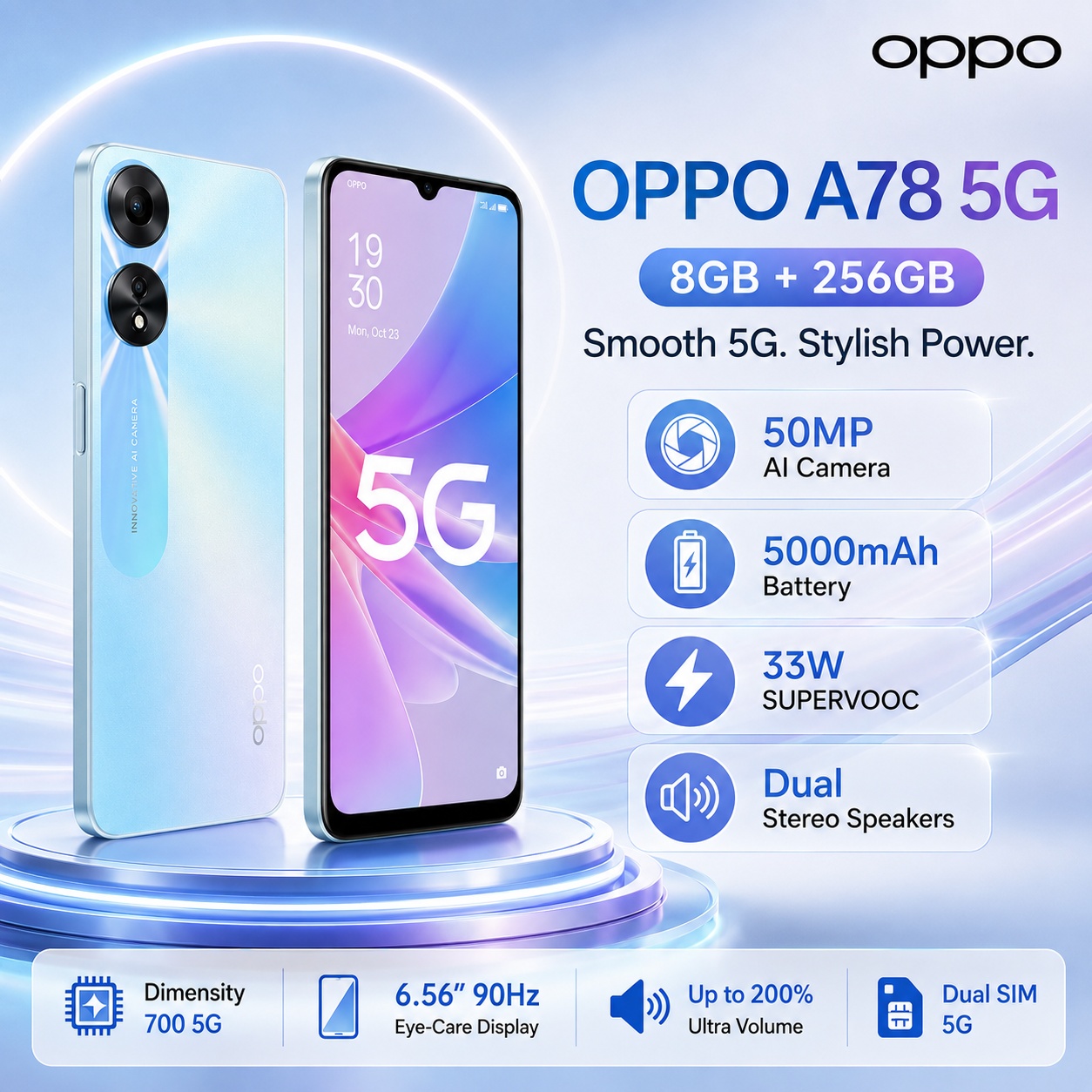 OPPO A78 5G Smartphone 8GB+256 - Oppo A78 ulasan dan harga