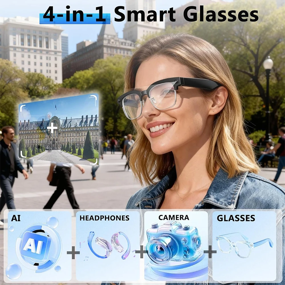 4K Smart AI Glasses 8MP Camera - Smart Glasses Ar ulasan dan harga