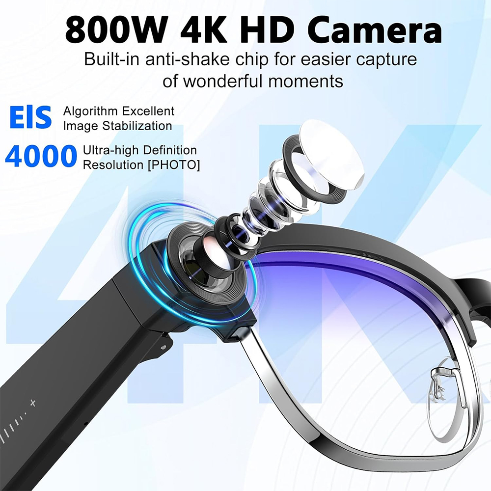 4K Smart AI Glasses 8MP Camera - Smart Glasses Ar ulasan dan harga