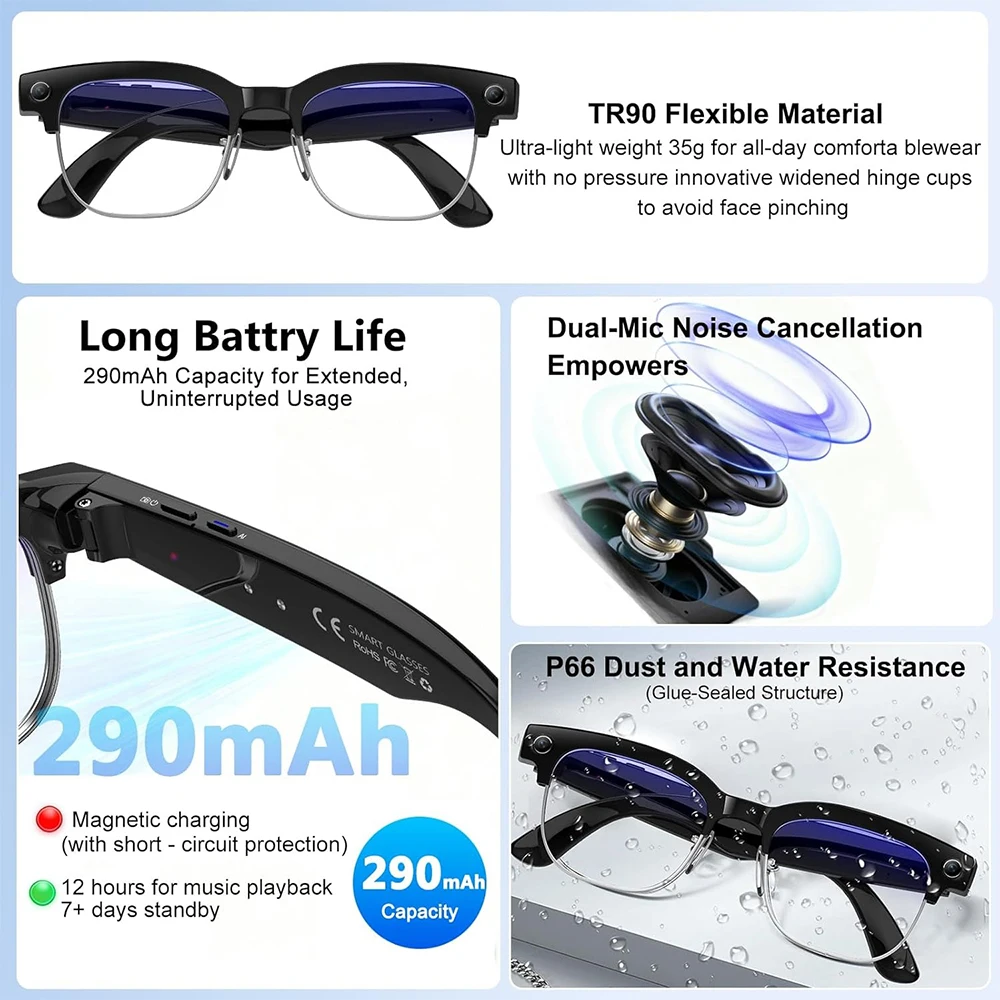 4K Smart AI Glasses 8MP Camera - Smart Glasses Ar ulasan dan harga